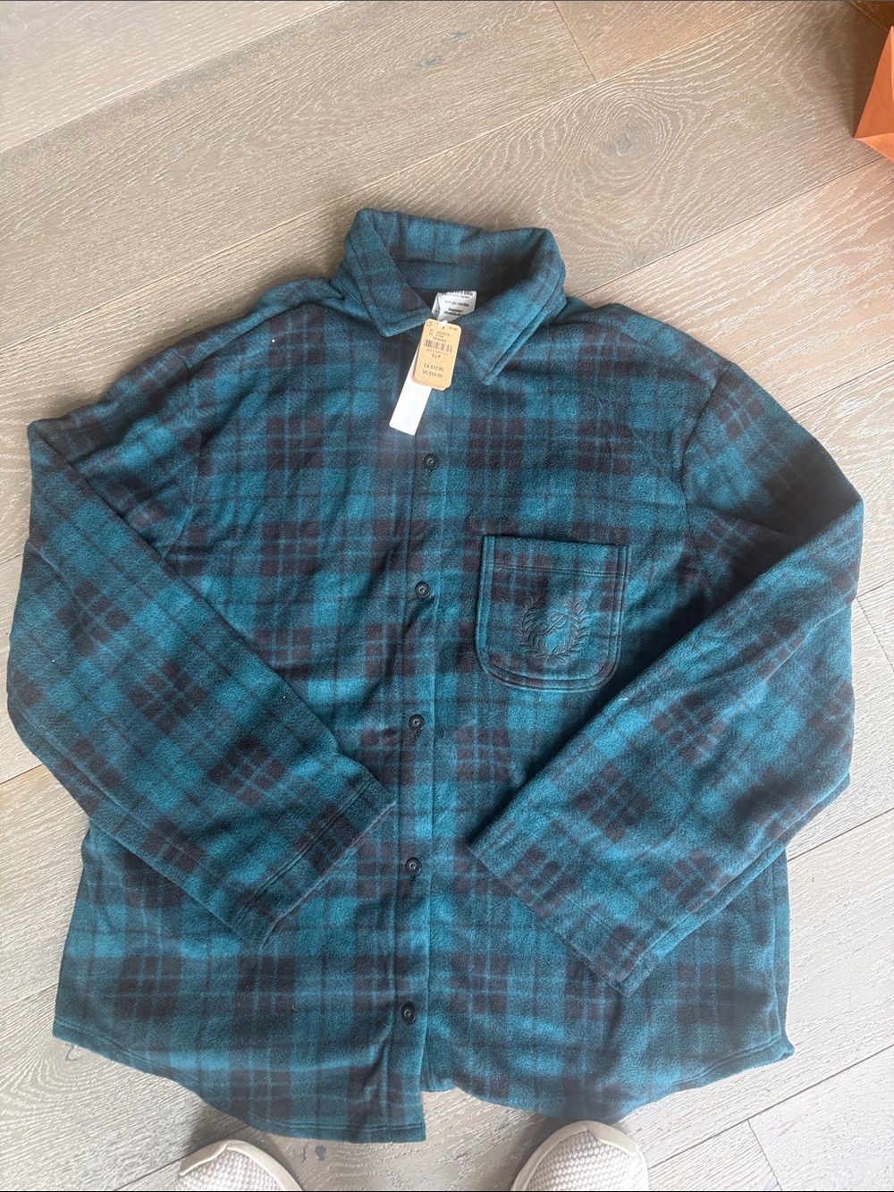 Victoria's Secret Teal and Black Plaid Sleepwear Shirt